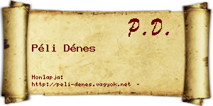 Péli Dénes névjegykártya